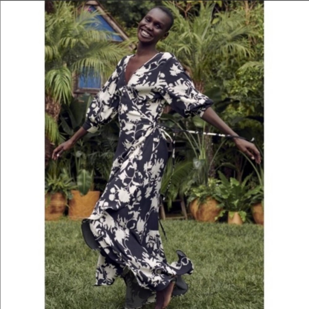 NWT H&M x Johanna Ortiz Black Long Wrap Dress